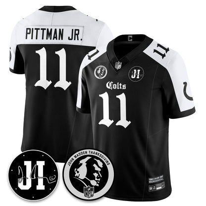 IND Gothic Vapor Limited Jersey - John Madden, Jim Irsay Patch - All Stitched-DTD