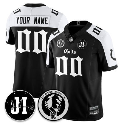 IND Gothic Vapor Limited Jersey - John Madden, Jim Irsay Patch - All Stitched-DTD