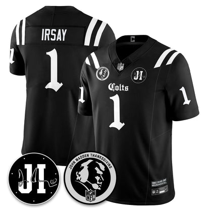 IND Gothic Vapor Limited Jersey - John Madden, Jim Irsay Patch - All Stitched-DTD