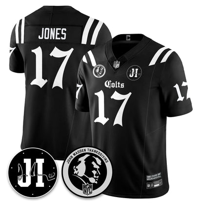 IND Gothic Vapor Limited Jersey - John Madden, Jim Irsay Patch - All Stitched-DTD