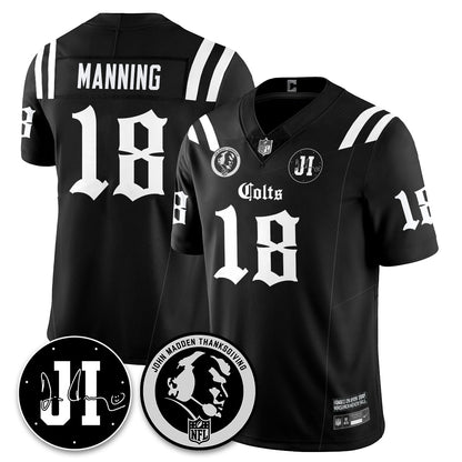 IND Gothic Vapor Limited Jersey - John Madden, Jim Irsay Patch - All Stitched-DTD
