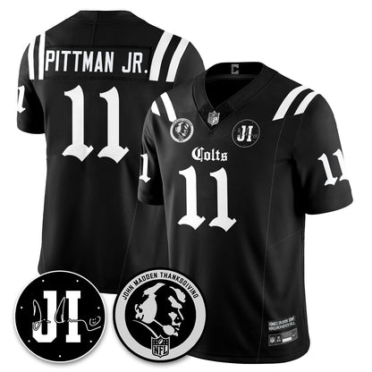 IND Gothic Vapor Limited Jersey - John Madden, Jim Irsay Patch - All Stitched-DTD