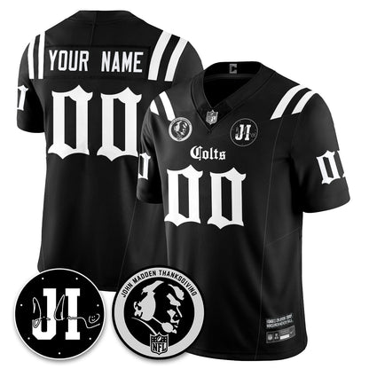 IND Gothic Vapor Limited Jersey - John Madden, Jim Irsay Patch - All Stitched-DTD