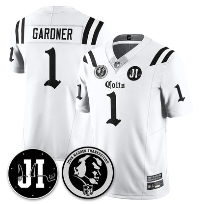 IND Gothic Vapor Limited Jersey - John Madden, Jim Irsay Patch - All Stitched-DTD