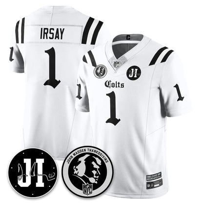 IND Gothic Vapor Limited Jersey - John Madden, Jim Irsay Patch - All Stitched-DTD