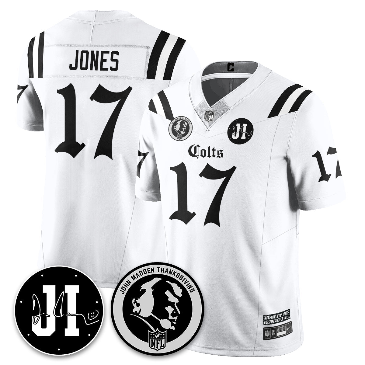 IND Gothic Vapor Limited Jersey - John Madden, Jim Irsay Patch - All Stitched-DTD
