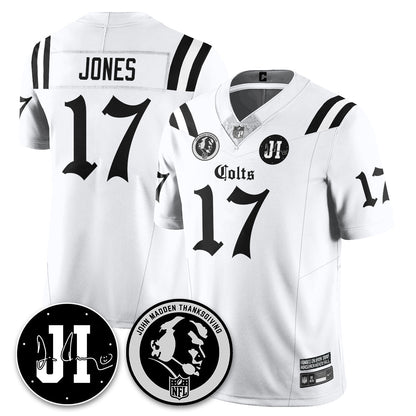 IND Gothic Vapor Limited Jersey - John Madden, Jim Irsay Patch - All Stitched-DTD