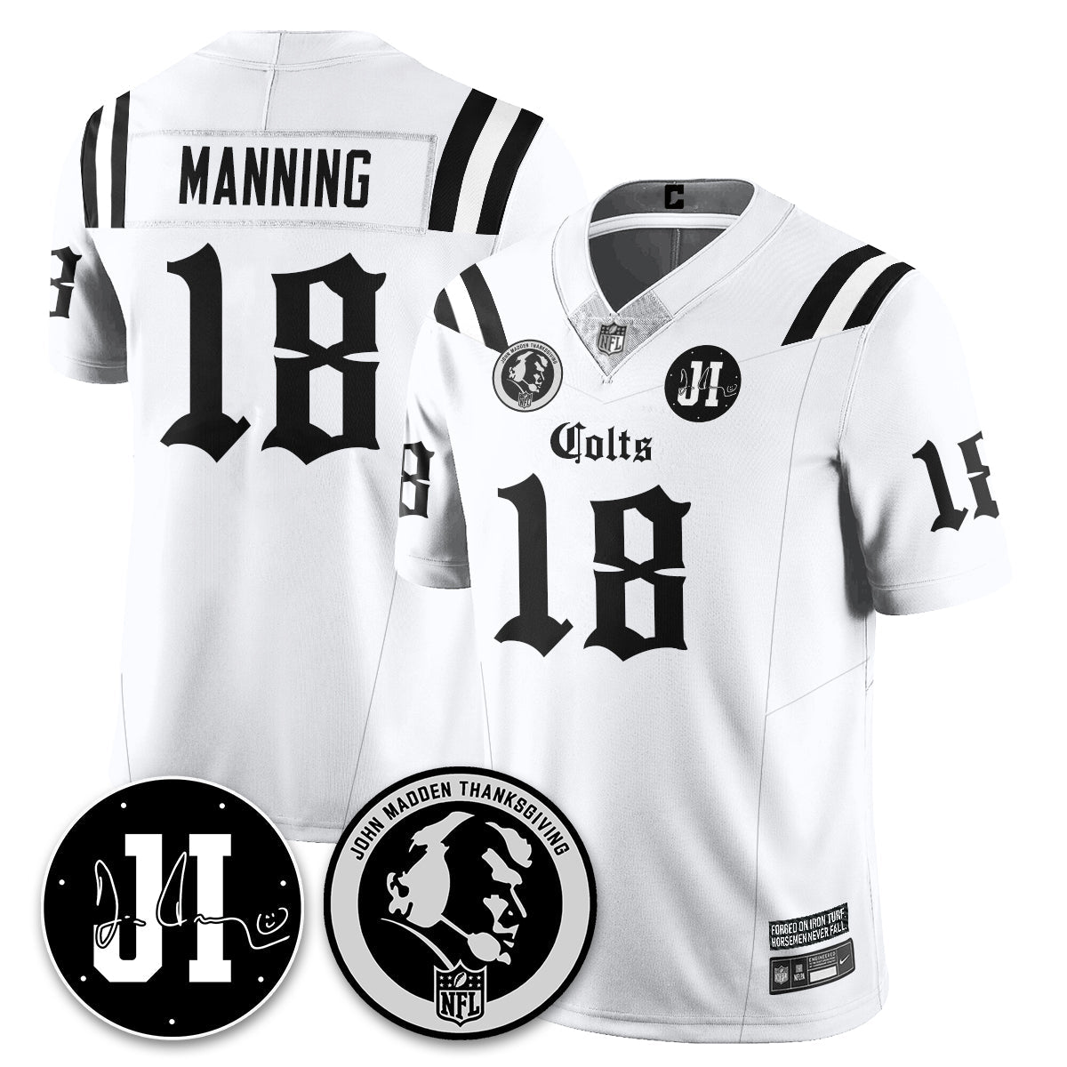 IND Gothic Vapor Limited Jersey - John Madden, Jim Irsay Patch - All Stitched-DTD