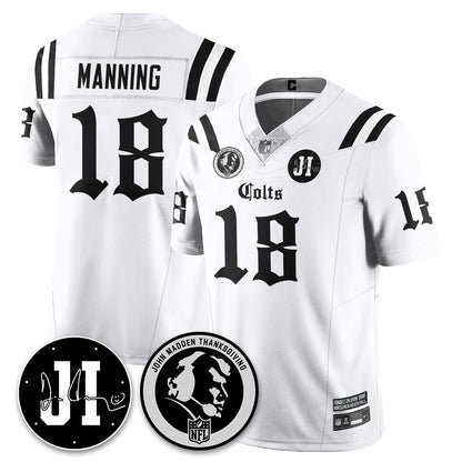 IND Gothic Vapor Limited Jersey - John Madden, Jim Irsay Patch - All Stitched-DTD