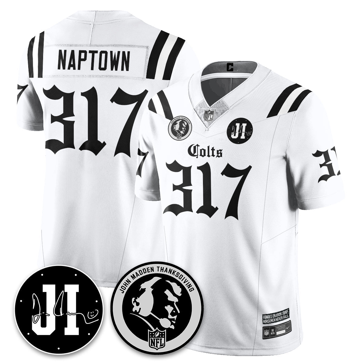 IND Gothic Vapor Limited Jersey - John Madden, Jim Irsay Patch - All Stitched-DTD