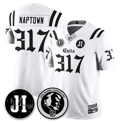 IND Gothic Vapor Limited Jersey - John Madden, Jim Irsay Patch - All Stitched-DTD