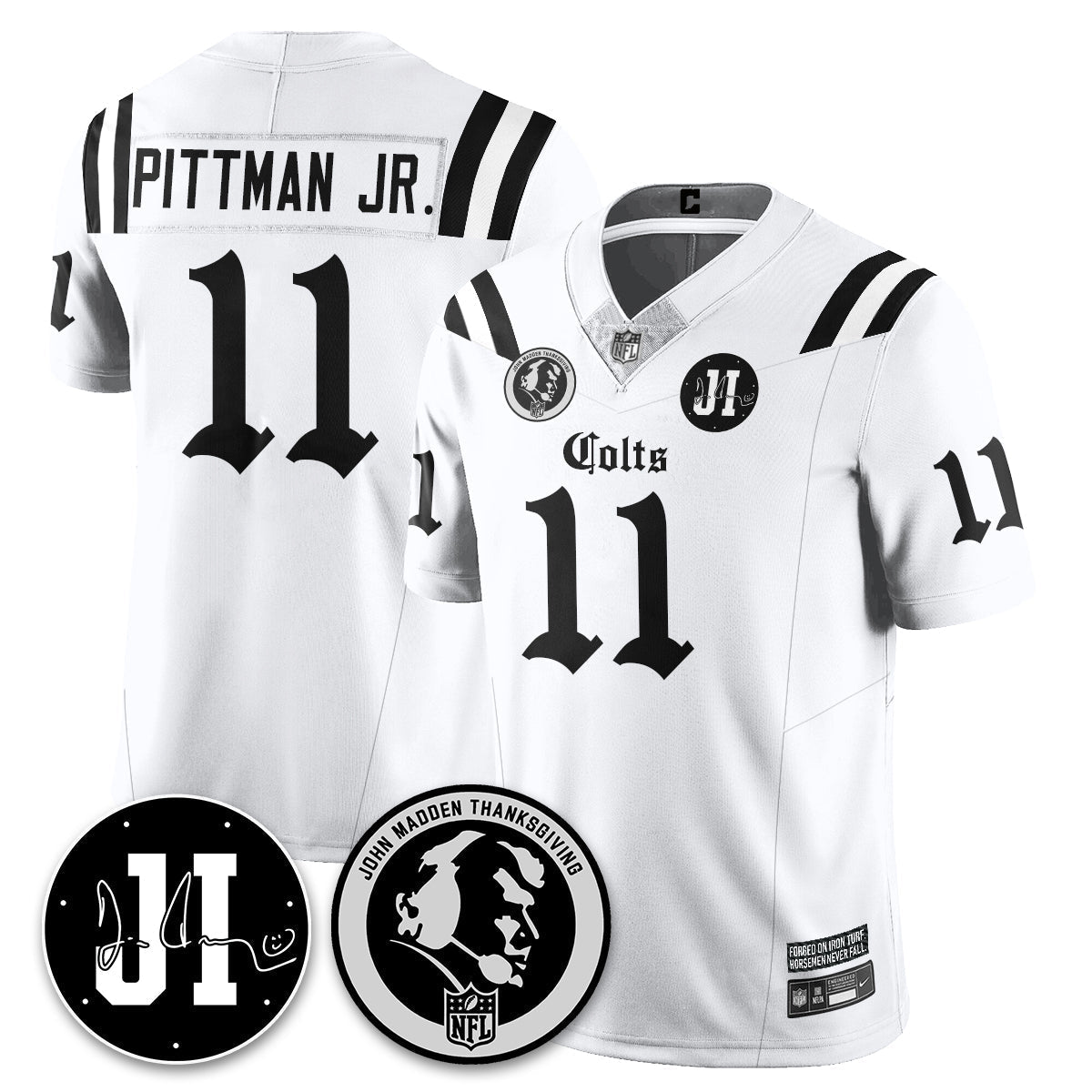 IND Gothic Vapor Limited Jersey - John Madden, Jim Irsay Patch - All Stitched-DTD