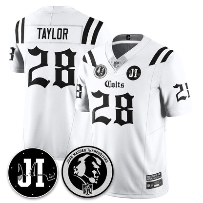 IND Gothic Vapor Limited Jersey - John Madden, Jim Irsay Patch - All Stitched-DTD