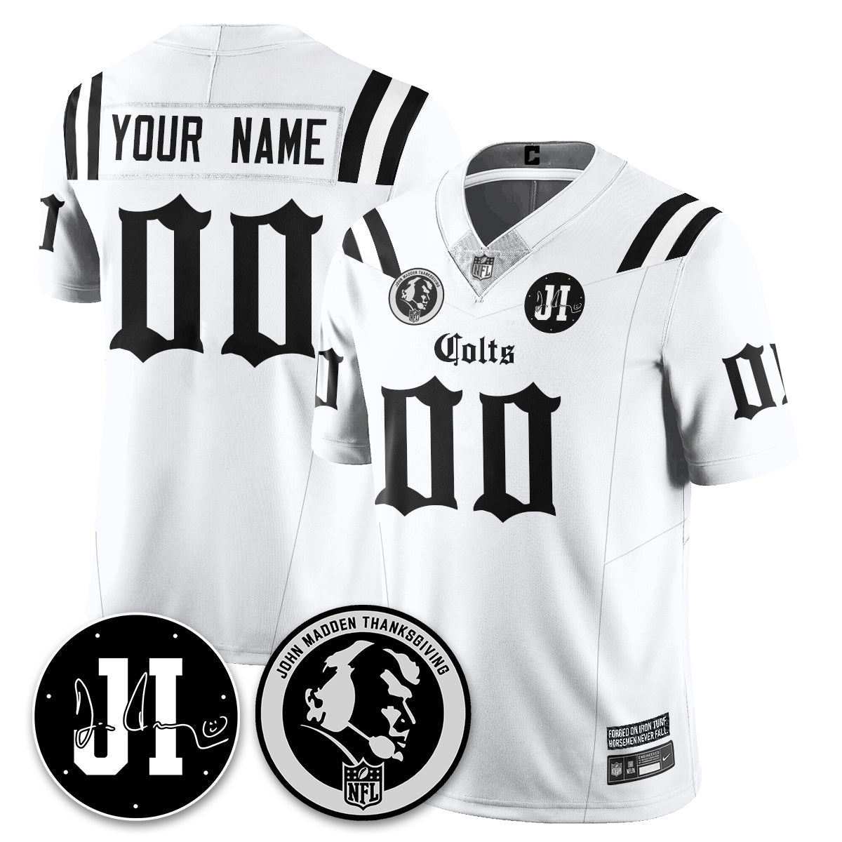 IND Gothic Vapor Limited Jersey - John Madden, Jim Irsay Patch - All Stitched-DTD
