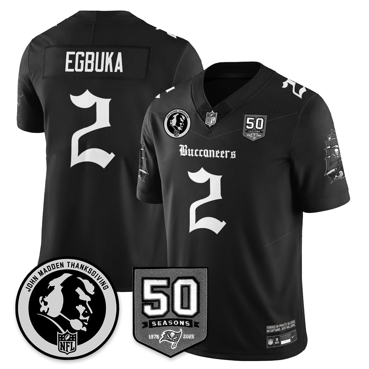 TB Gothic Vapor Limited Jersey - John Madden Patch - All Stitched-DTD