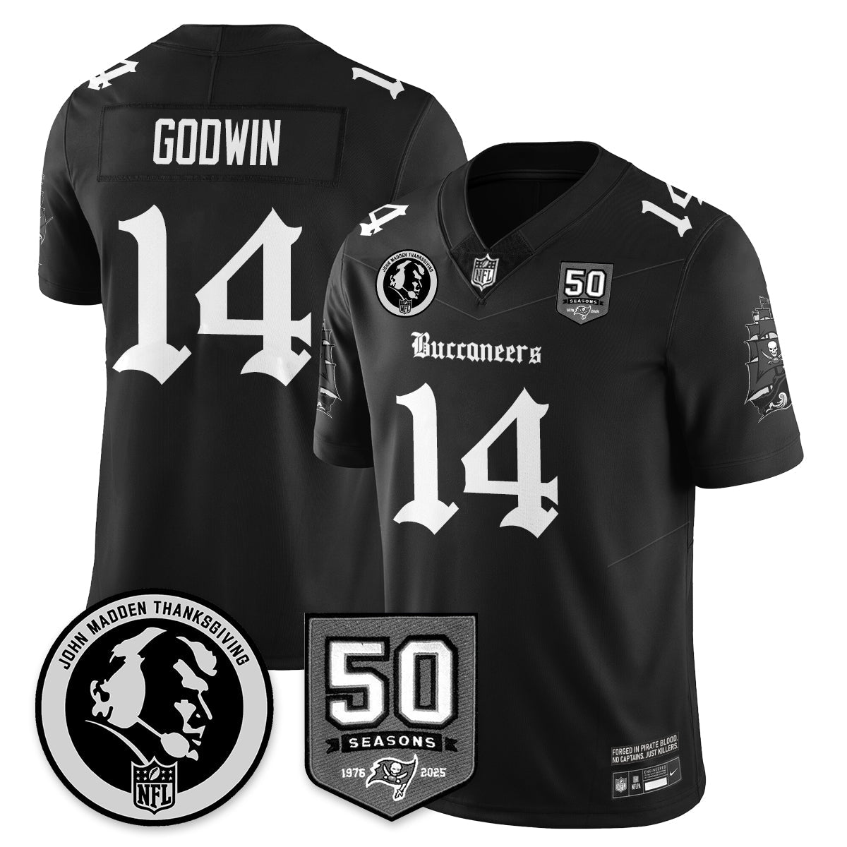 TB Gothic Vapor Limited Jersey - John Madden Patch - All Stitched-DTD