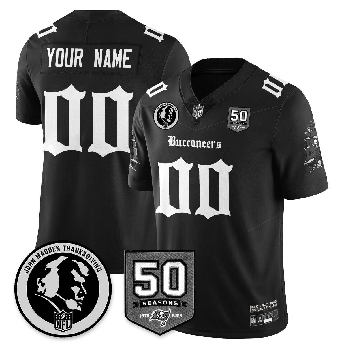 TB Gothic Vapor Limited Custom Jersey - John Madden Patch - All Stitched