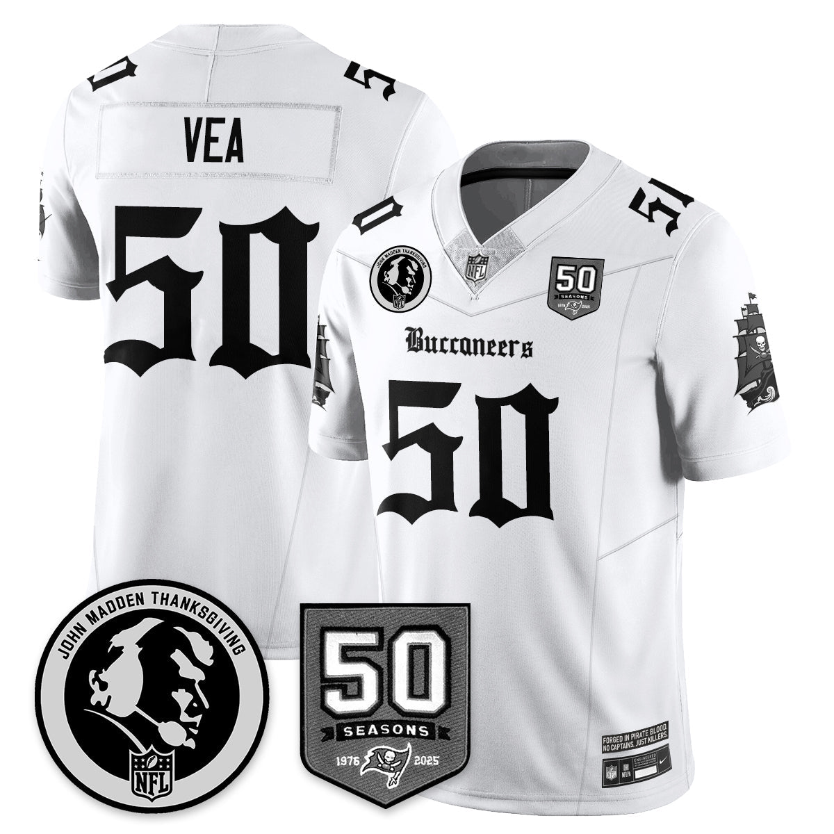TB Gothic Vapor Limited Jersey - John Madden Patch - All Stitched-DTD