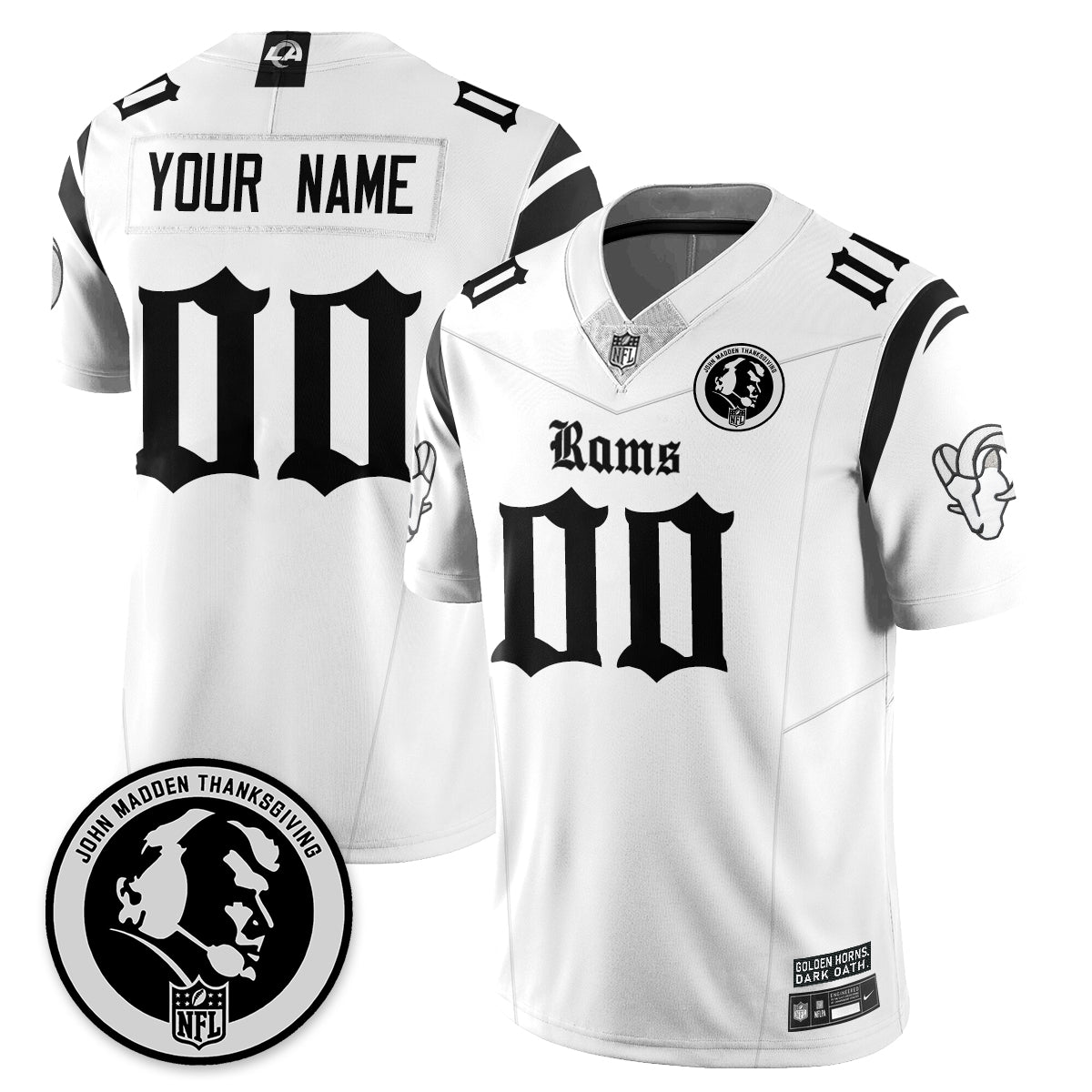 LAR Gothic Vapor Limited Custom Jersey - John Madden Patch - All Stitched-DTD
