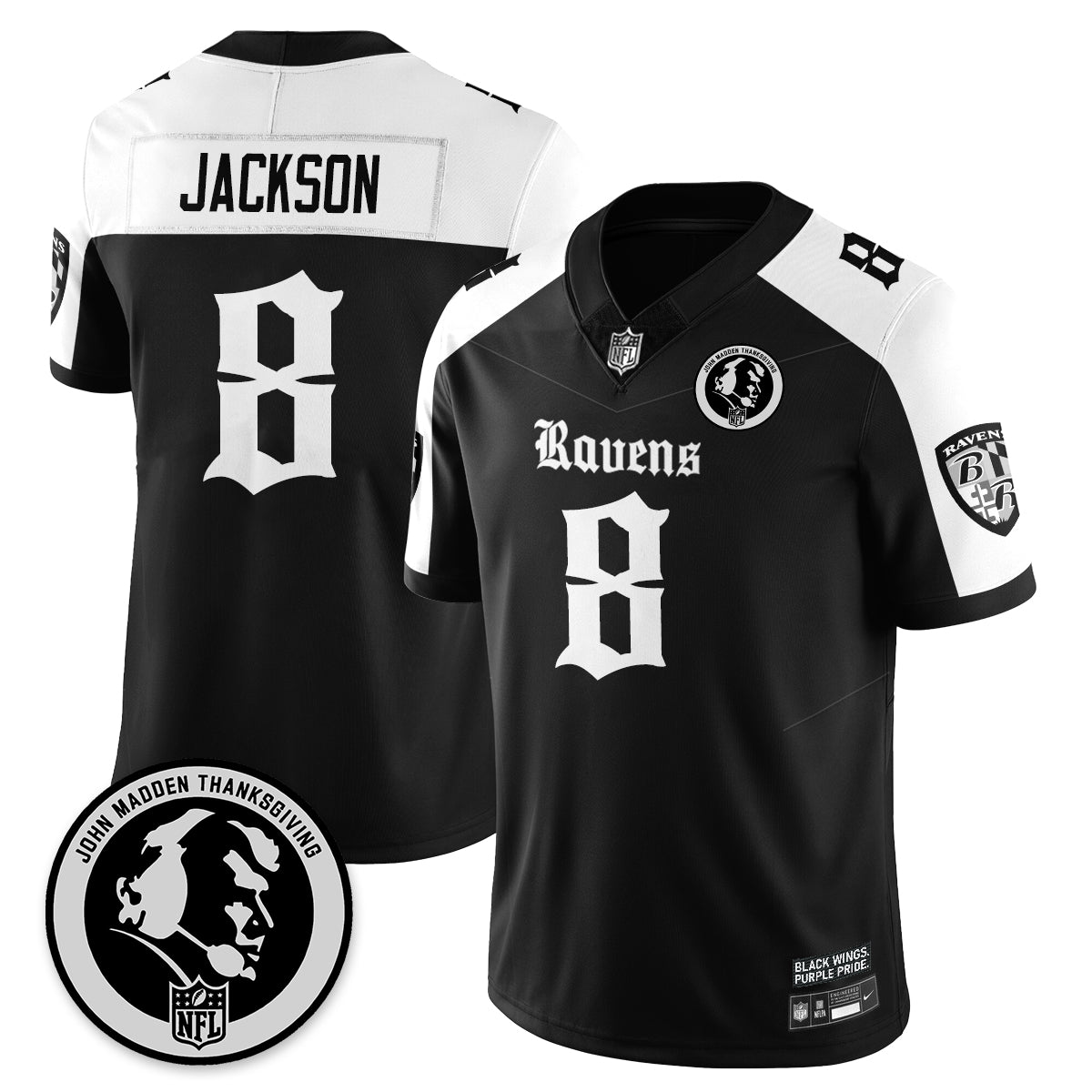 BAL Gothic Vapor Limited Jersey - John Madden Patch - All Stitched-DTD