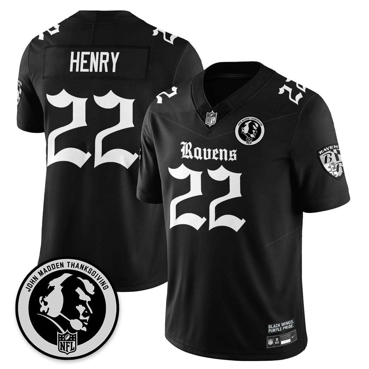 BAL Gothic Vapor Limited Jersey - John Madden Patch - All Stitched-DTD