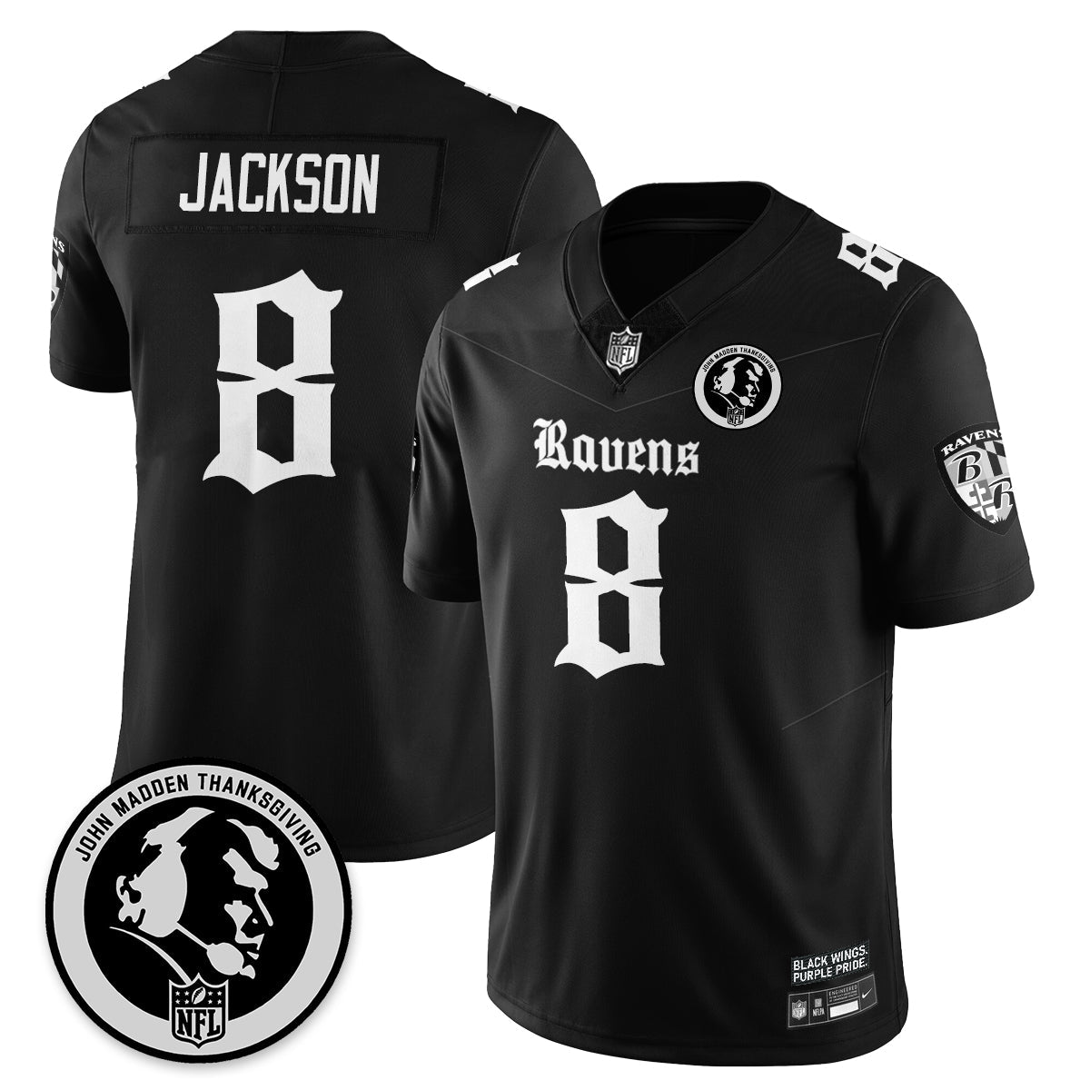 BAL Gothic Vapor Limited Jersey - John Madden Patch - All Stitched-DTD