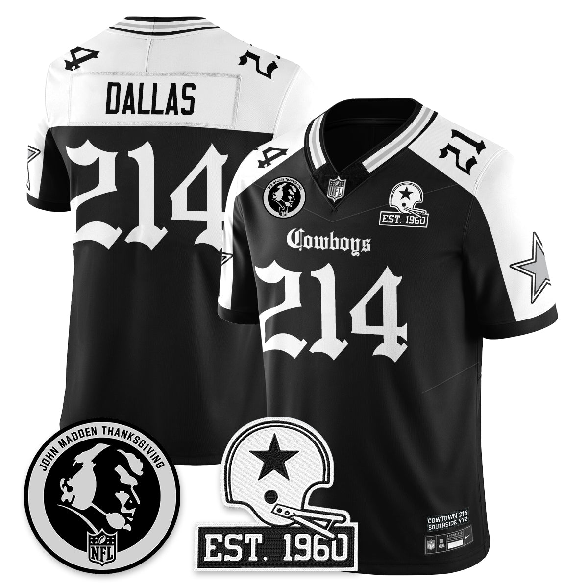 DAL Gothic Vapor Limited Jersey - John Madden Patch - All Stitched-DTD