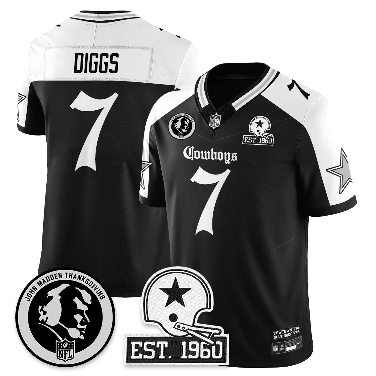 DAL Gothic Vapor Limited Jersey - John Madden Patch - All Stitched-DTD