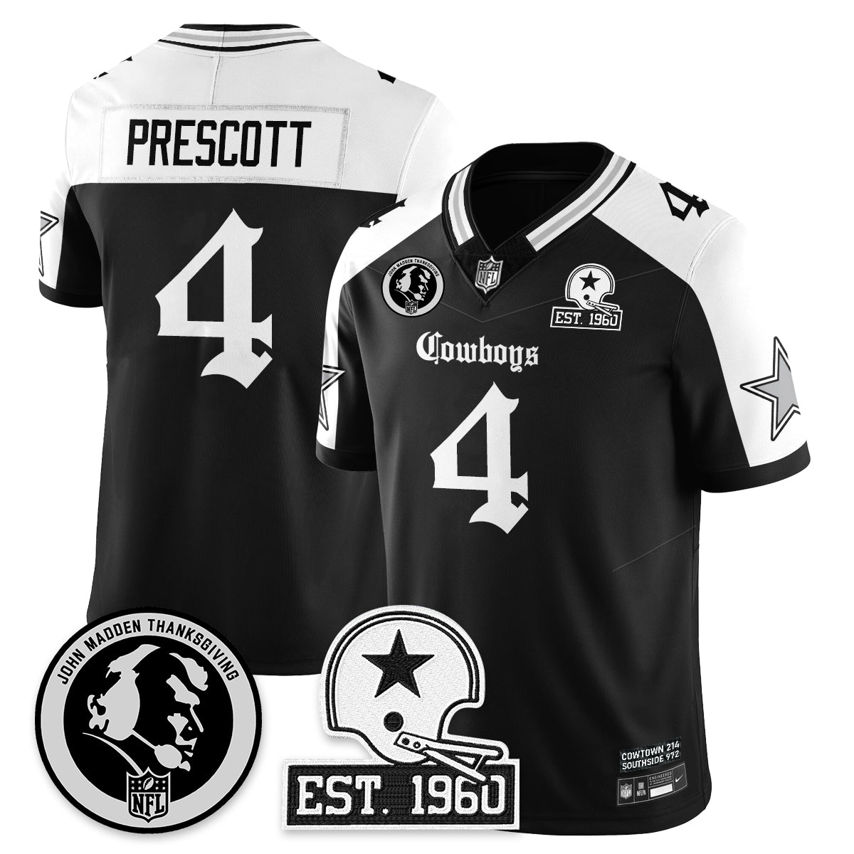 DAL Gothic Vapor Limited Jersey - John Madden Patch - All Stitched