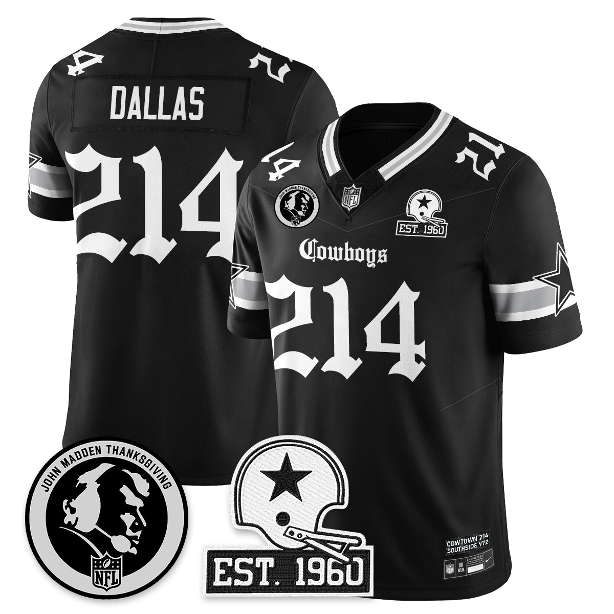 DAL Gothic Vapor Limited Jersey - John Madden Patch - All Stitched-DTD