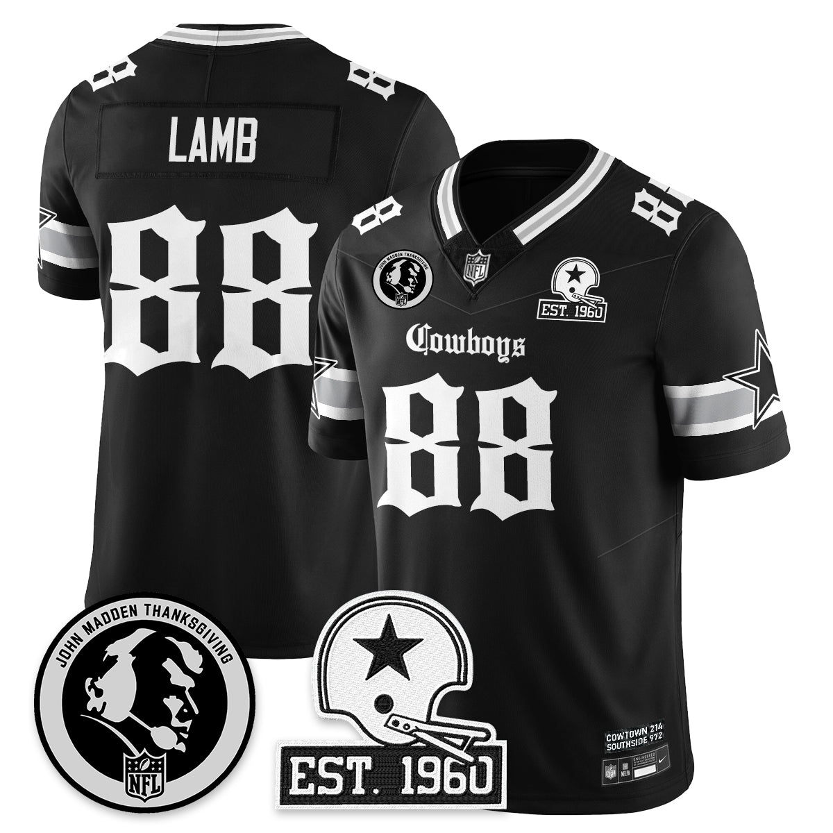 DAL Gothic Vapor Limited Jersey - John Madden Patch - All Stitched-DTD