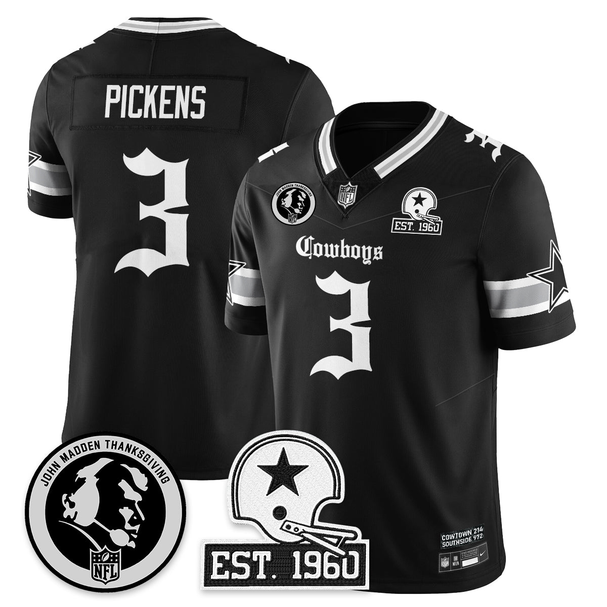 DAL Gothic Vapor Limited Jersey - John Madden Patch - All Stitched-DTD