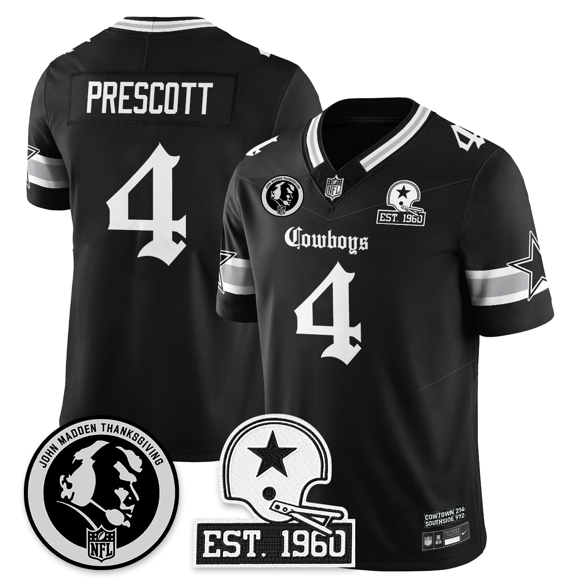 DAL Gothic Vapor Limited Jersey - John Madden Patch - All Stitched-DTD