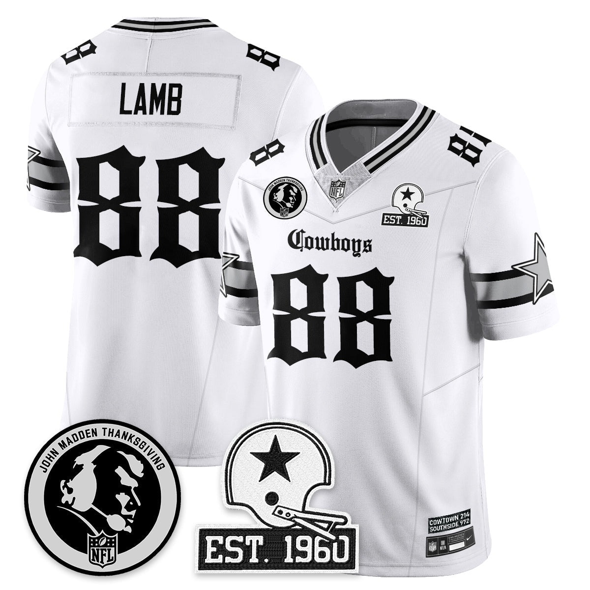 DAL Gothic Vapor Limited Jersey - John Madden Patch - All Stitched-DTD