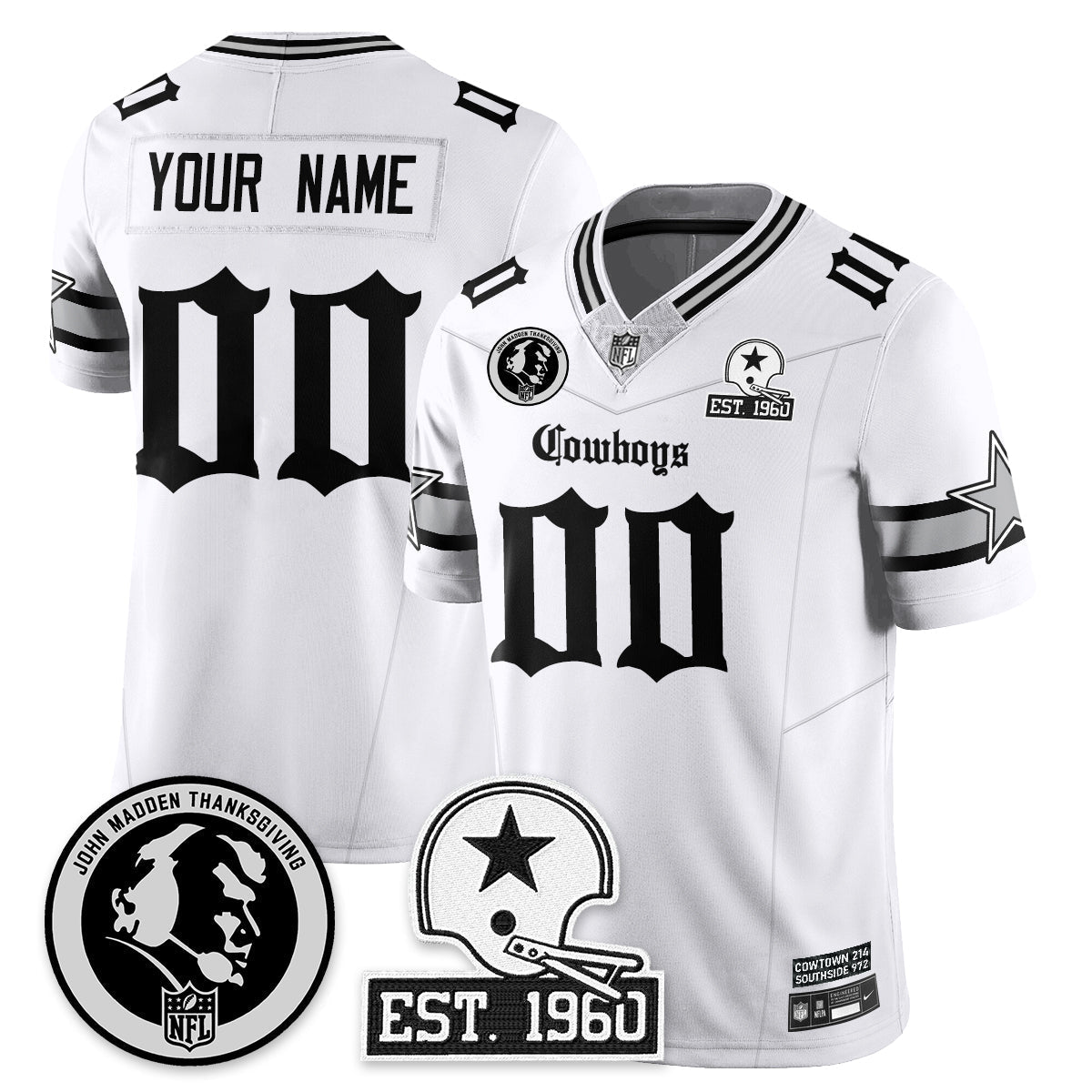 DAL Gothic Vapor Limited Custom Jersey - John Madden Patch - All Stitched-DTD