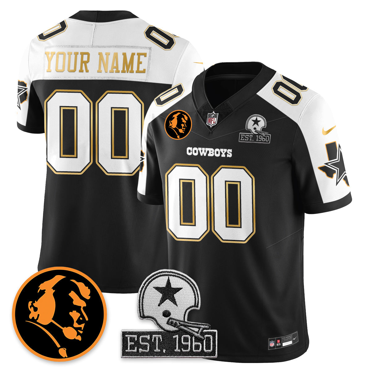 Custom DAL Vapor Limited Gold Jersey - John Madden Patch - All Stitched-DTD