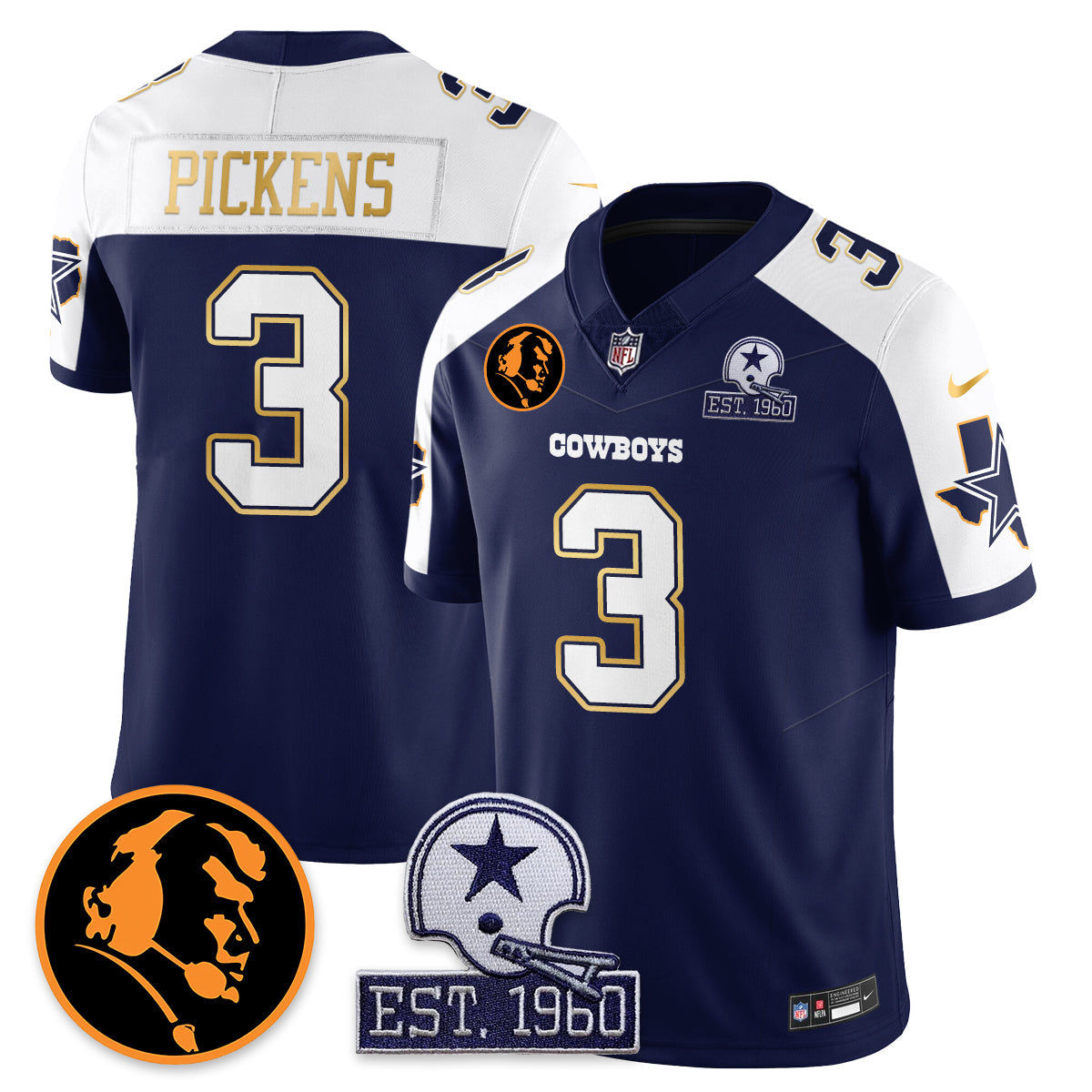 DAL Vapor Limited Gold Jersey - John Madden Patch - All Stitched-DTD