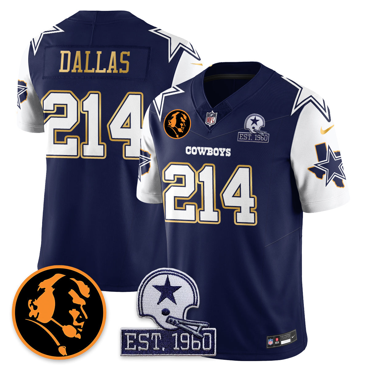 DAL Vapor Limited Gold Jersey - John Madden Patch - All Stitched-DTD