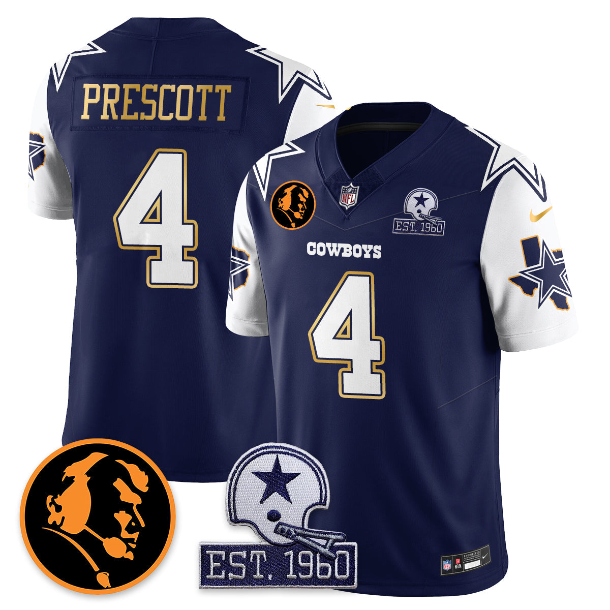 DAL Vapor Limited Gold Jersey - John Madden Patch - All Stitched-DTD