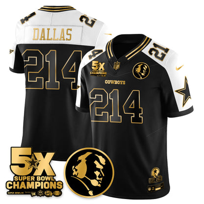 DAL 5-Time Champions Vapor Limited Gold Jersey - John Madden Patch - All Stitched-DTD