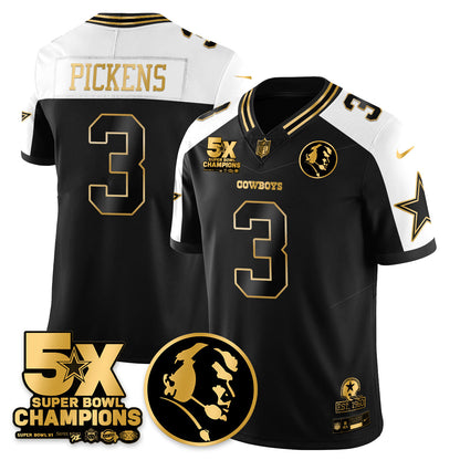 DAL 5-Time Champions Vapor Limited Gold Jersey - John Madden Patch - All Stitched-DTD