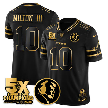 DAL 5-Time Champions Vapor Limited Gold Jersey - John Madden Patch - All Stitched-DTD
