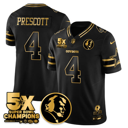 DAL 5-Time Champions Vapor Limited Gold Jersey - John Madden Patch - All Stitched-DTD