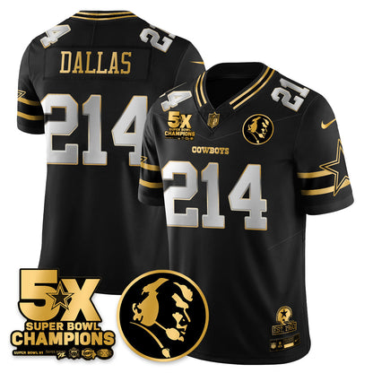 DAL 5-Time Champions Vapor Limited Gold Jersey - John Madden Patch - All Stitched-DTD
