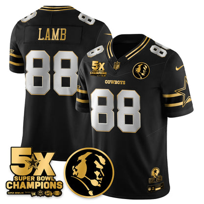 DAL 5-Time Champions Vapor Limited Gold Jersey - John Madden Patch - All Stitched-DTD