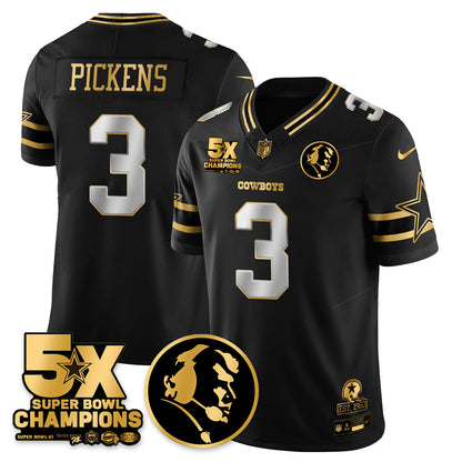 DAL 5-Time Champions Vapor Limited Gold Jersey - John Madden Patch - All Stitched-DTD
