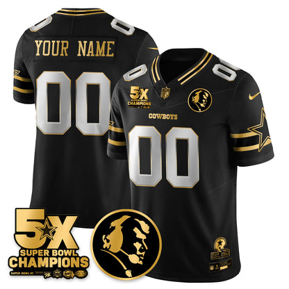 DAL 5-Time Champions Vapor Limited Gold Jersey - John Madden Patch - All Stitched-DTD