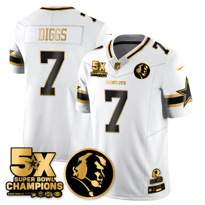 DAL 5-Time Champions Vapor Limited Gold Jersey - John Madden Patch - All Stitched-DTD