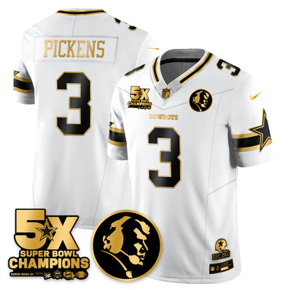 DAL 5-Time Champions Vapor Limited Gold Jersey - John Madden Patch - All Stitched-DTD