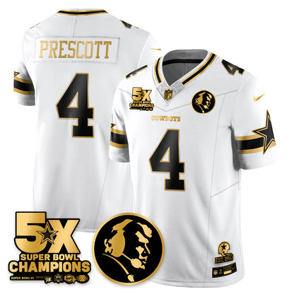 DAL 5-Time Champions Vapor Limited Gold Jersey - John Madden Patch - All Stitched-DTD